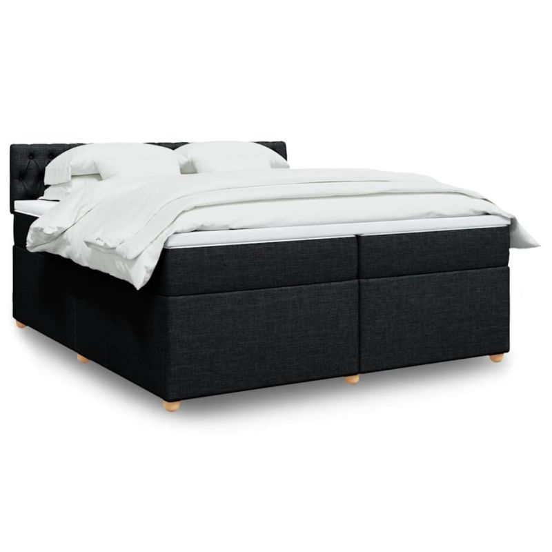 Łóżko z materacem WaszeMeble 200x200 cm Czarny tkanina WM-3286796 1 szt.