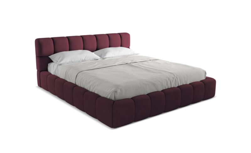 Łóżko LaMiaSofa Nalu z tkaniny szenilowej 180x200 bordo 1 szt.