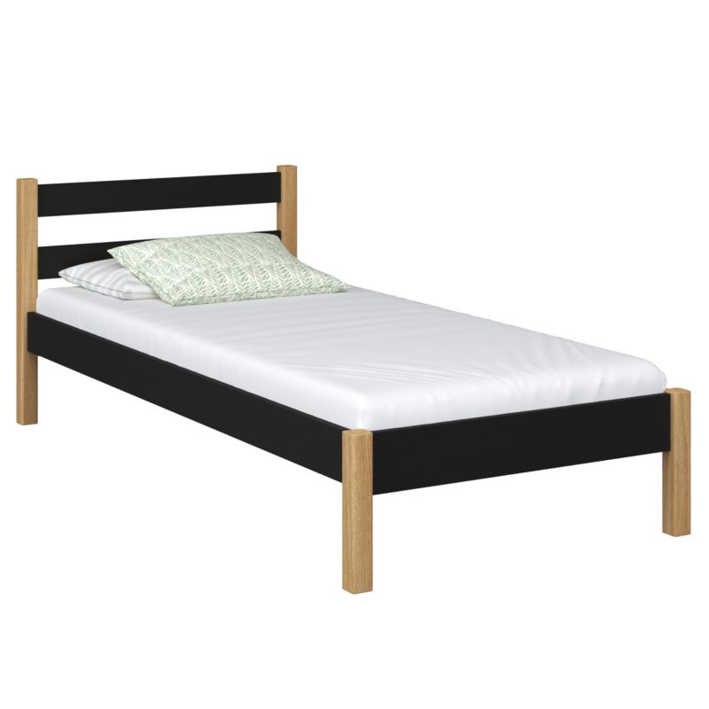 Drewniane łóżko N-WOOD pojedyncze N01 czarno dębowy 90x180 1szt.