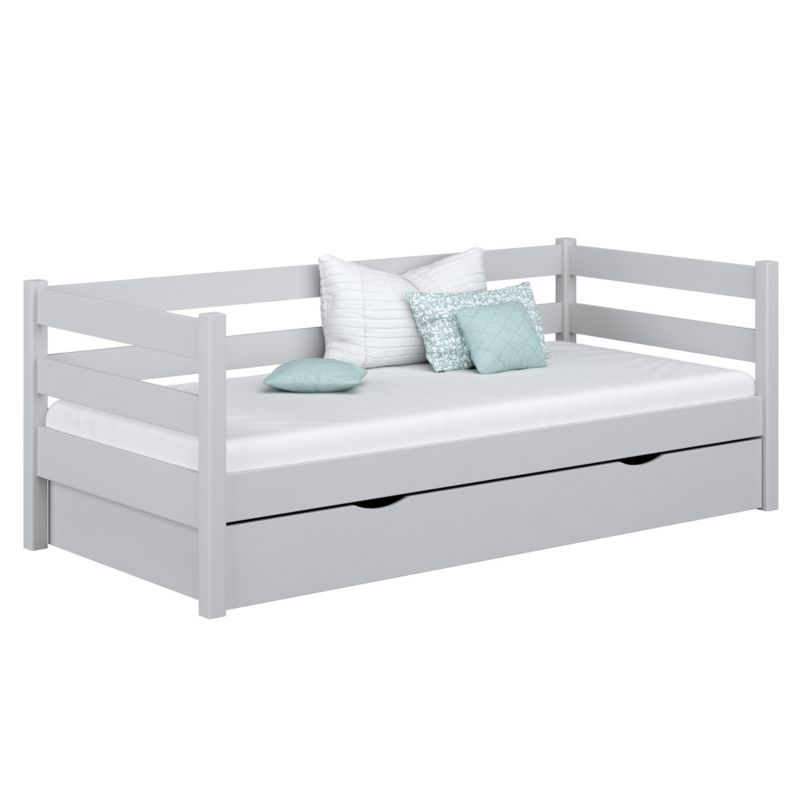 Drewniane łóżko N-WOOD sofa z szufladą N01 popielaty 120x200 1szt.