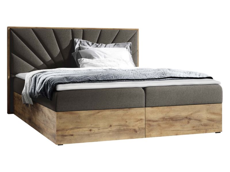 Łóżko kontynentalne MIRJAN 24 Wood 7 160x200 dąb lancelo/ciemny brąz 1 szt.