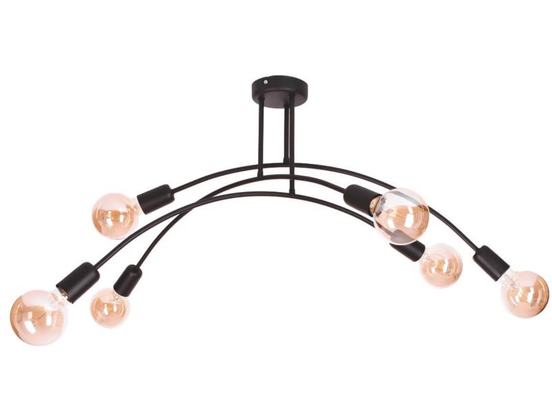 Lampa sufitowa żyrandol Szpak Luk 6 czarna Z67 loftowa 6xE27 1szt