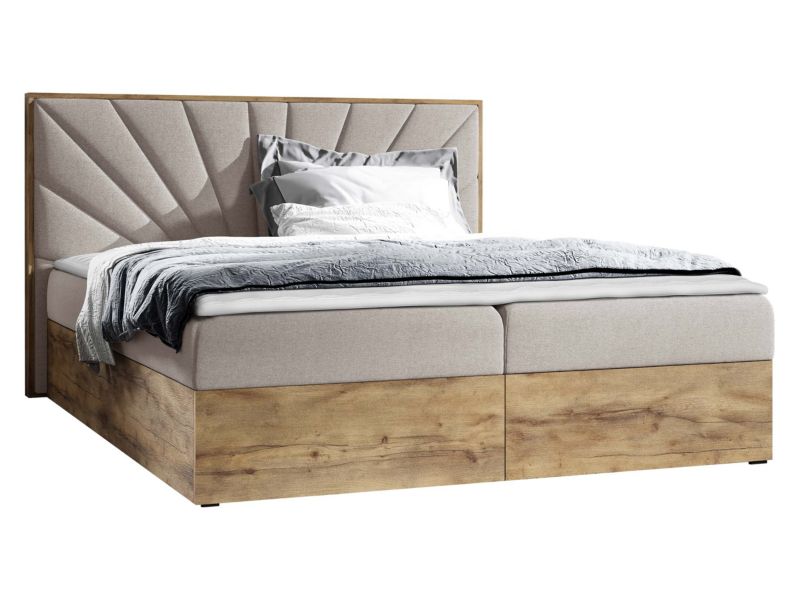 Łóżko kontynentalne MIRJAN 24 Wood 7 120x200 dąb lancelo/zimny beż 1 szt.
