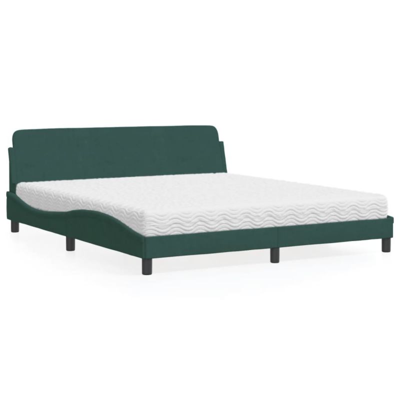 Łóżko z materacem ciemnozielone aksamit WaszeMeble 180x200 WM-3208454 1 szt.