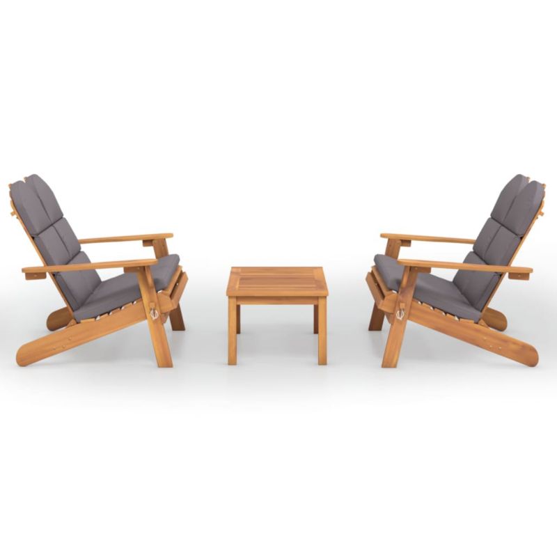 Krzesła ogrodowe Adirondack WaszeMeble akacja szary z poduszkami WM-3152135 1 kpl