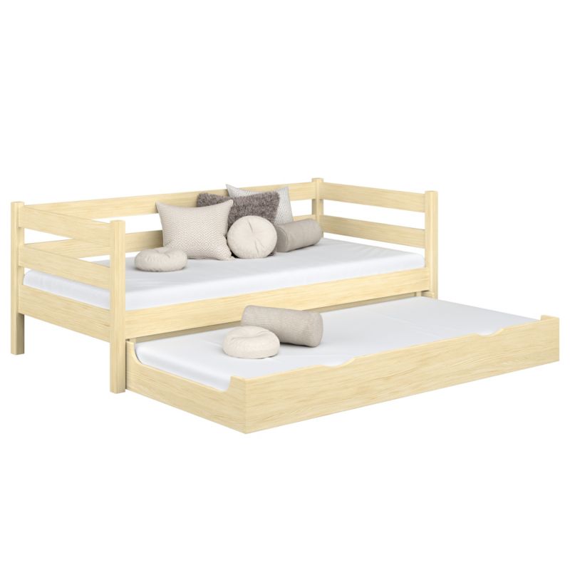 Drewniane łóżko N-WOOD sofa z szufladą na materac N01 sosna bezbarwna 120x200 1szt.