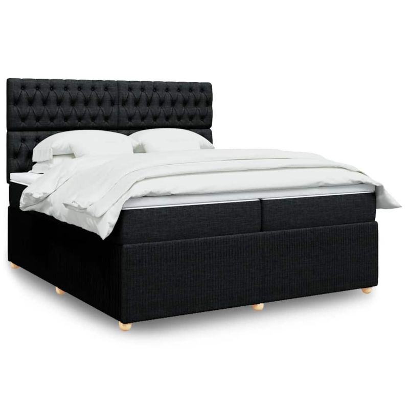 Łóżko z materacem WaszeMeble 200x200 cm Czarny tkanina WM-3292172 1 szt.