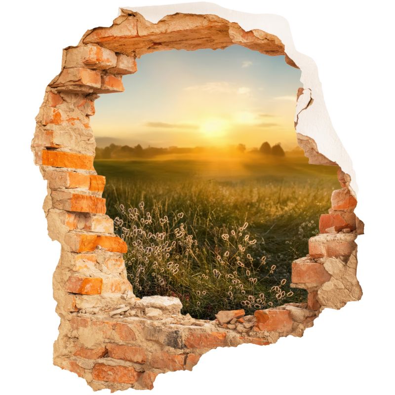 Naklejka ścienna 3D Dziura Wallfluent Słoneczna łąka 68x80 cm Matowa Nad łóżko kanapę 1 rol.