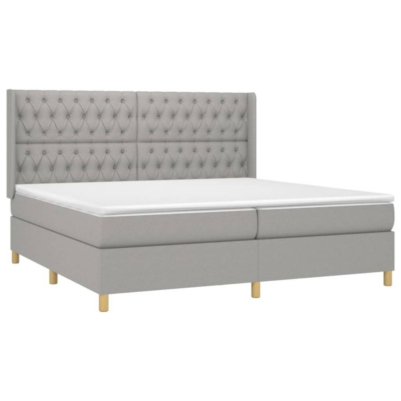 Łóżko kontynentalne WaszeMeble 200x200 cm jasnoszare WM-3139141 1 szt.