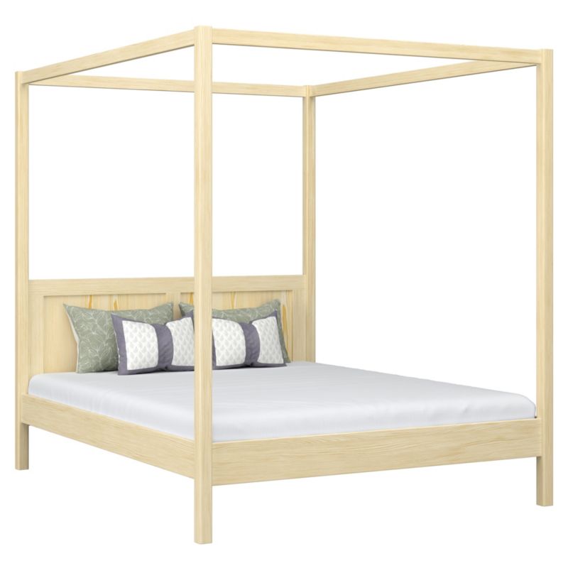Drewniane łóżko N-WOOD podwójne z baldachimem N02 sosna bezbarwna 160x200 1szt.