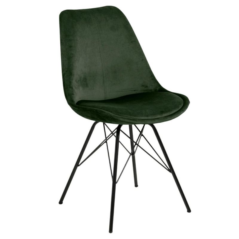 Krzesło do jadalni Eris Actona leśna zieleń z oparciem metalowe nogi 48,5 x 54 x 85,5 cm 1 szt.