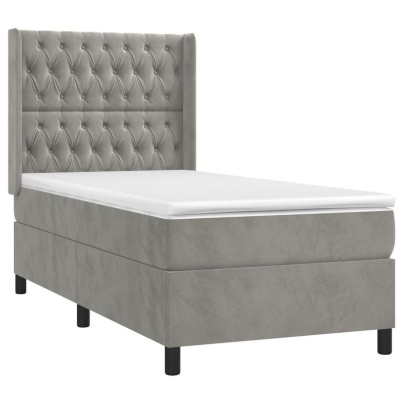Łóżko kontynentalne WaszeMeble 90x200 cm szare WM-3139721 1 szt.