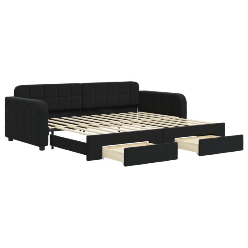 Łóżko dzienne WaszeMeble 90x200 cm rozsuwane czarne WM-3196981 1 szt.