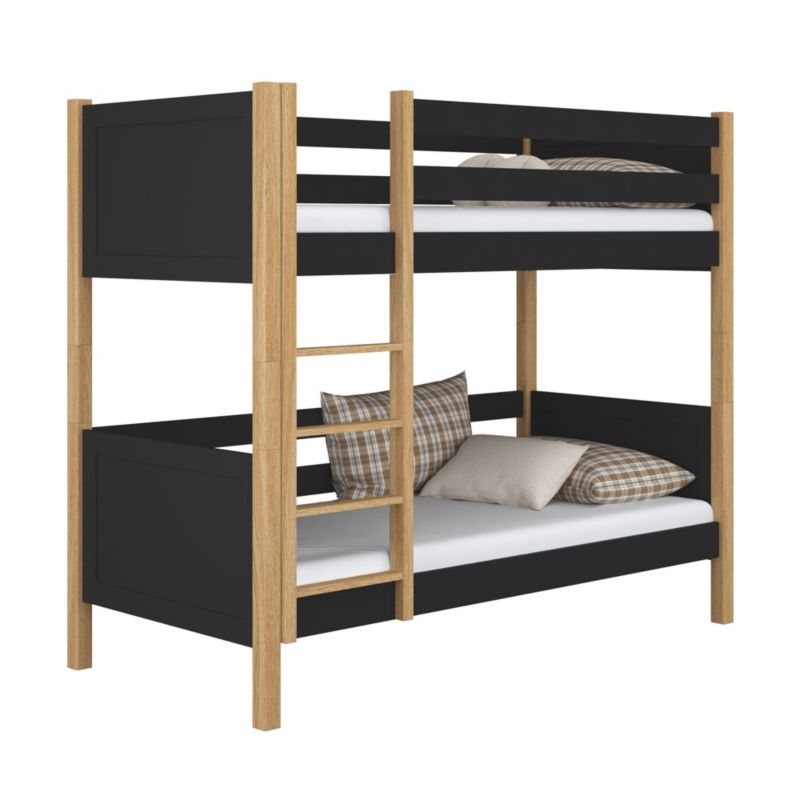 Drewniane łóżko N-WOOD piętrowe N02 czarno dębowy 90x200 1szt.