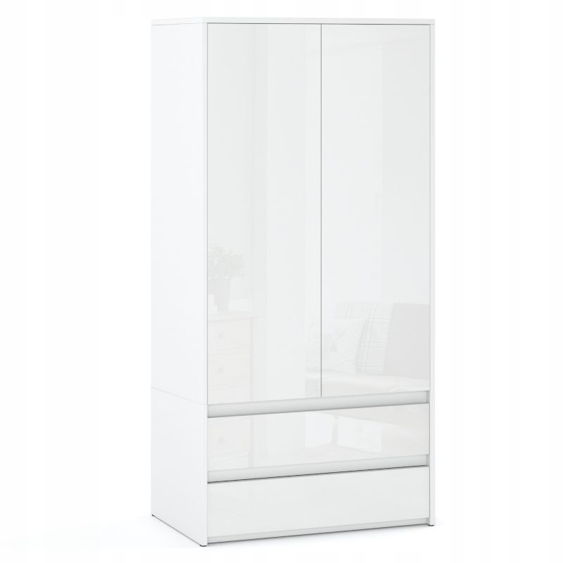 Szafa Stiv-Meble Hit 2 Drzwi 2 Szuflady 90Cm Biały Mat Biały Połysk 90X50X180 Cm 1Szt.