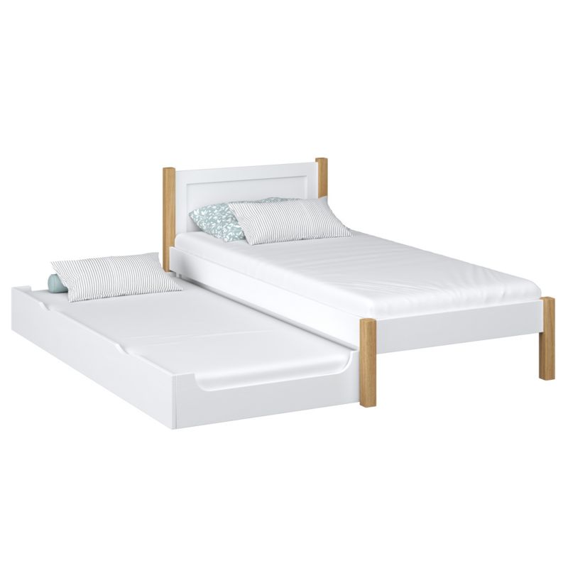 Łóżko pojedyncze N-WOOD z szufladą na materac N02 biało dębowy 120x190 1szt.