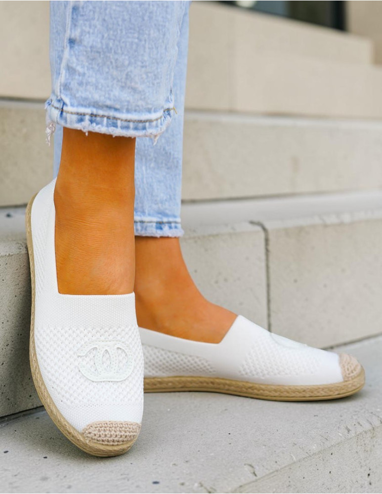 Białe Elastyczne Lekkie Espadryle Damskie Chanells