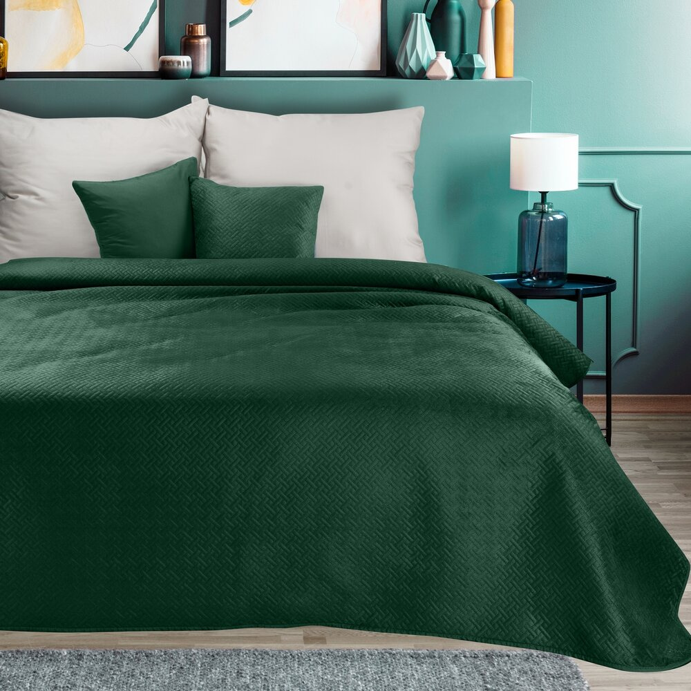 Zielona narzuta na łóżko 170x210 cm FLEXY 5 do sypialni