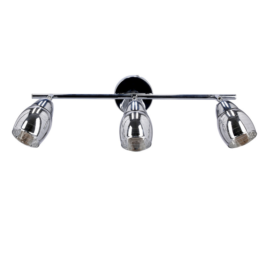 Srebrna lampa sufitowa listwa nad lustro 3xE14 WIRGINIA szklane klosze