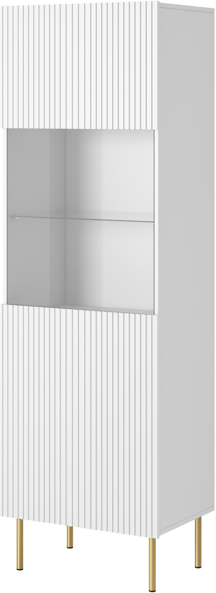 Biała witryna do salonu na książki 60 cm na nóżkach PELIO