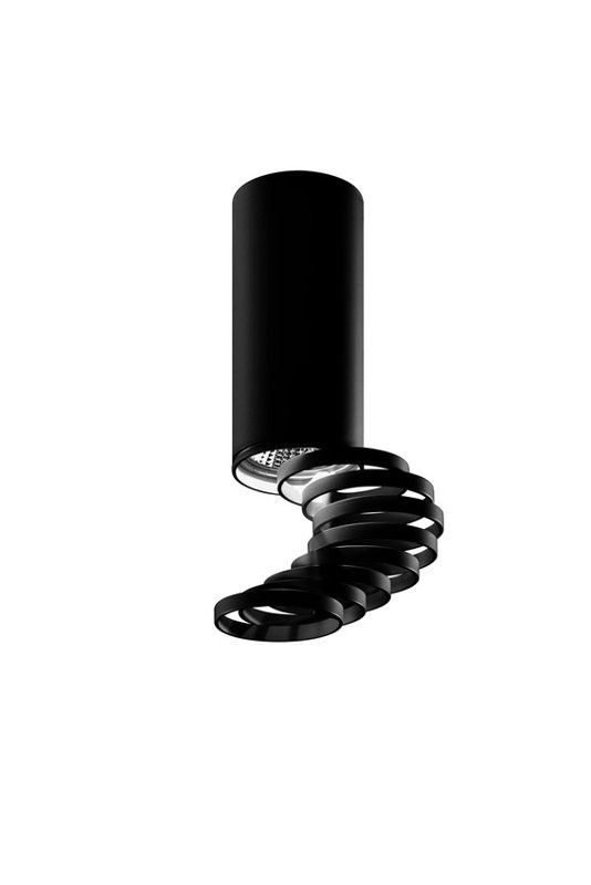 Czarna lampa sufitowa spot z regulacją do salonu TUBA aluminium
