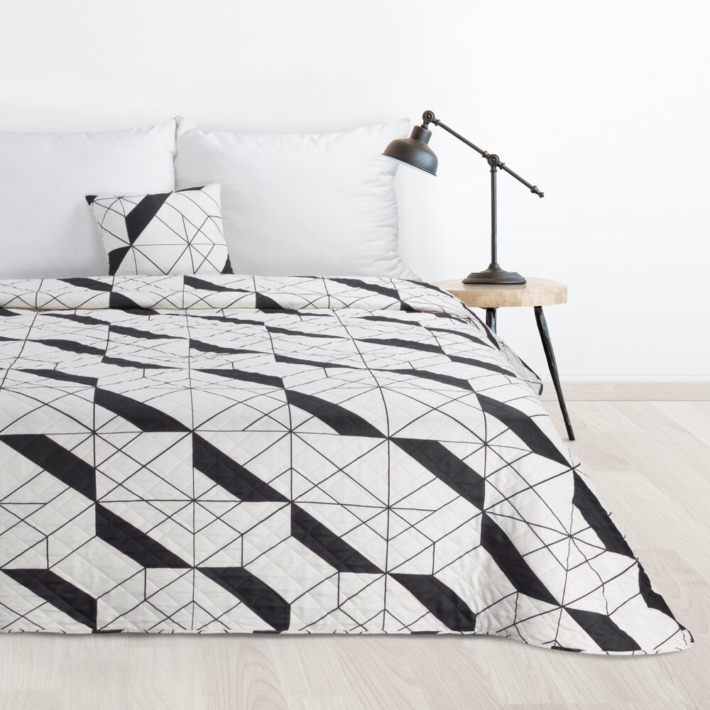 Narzuta na łóżko 200x220 cm GUST z mikrofibry wzór geometryczny