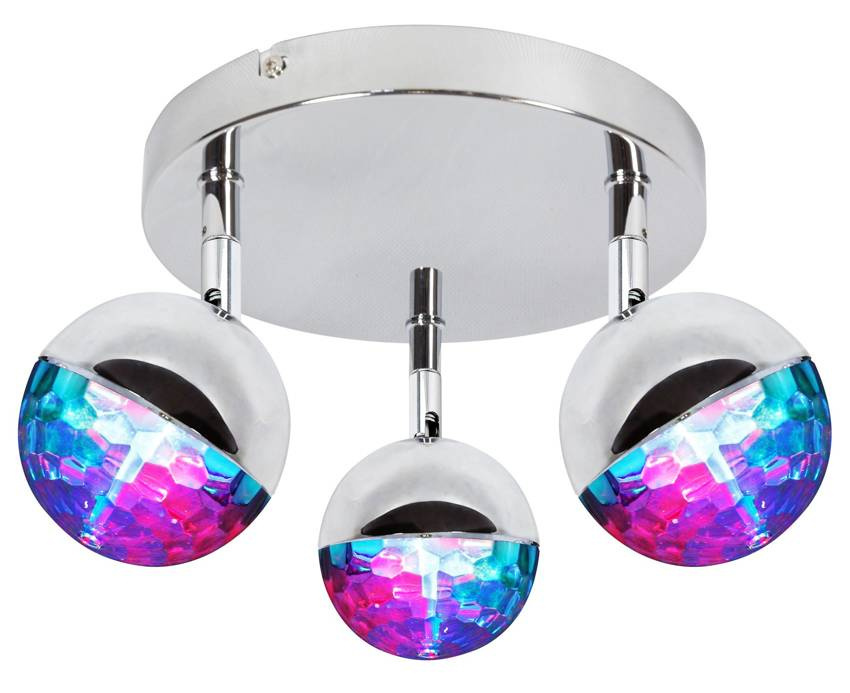 Srebrna lampa sufitowa LED RGB do salonu PARTY plafon metal