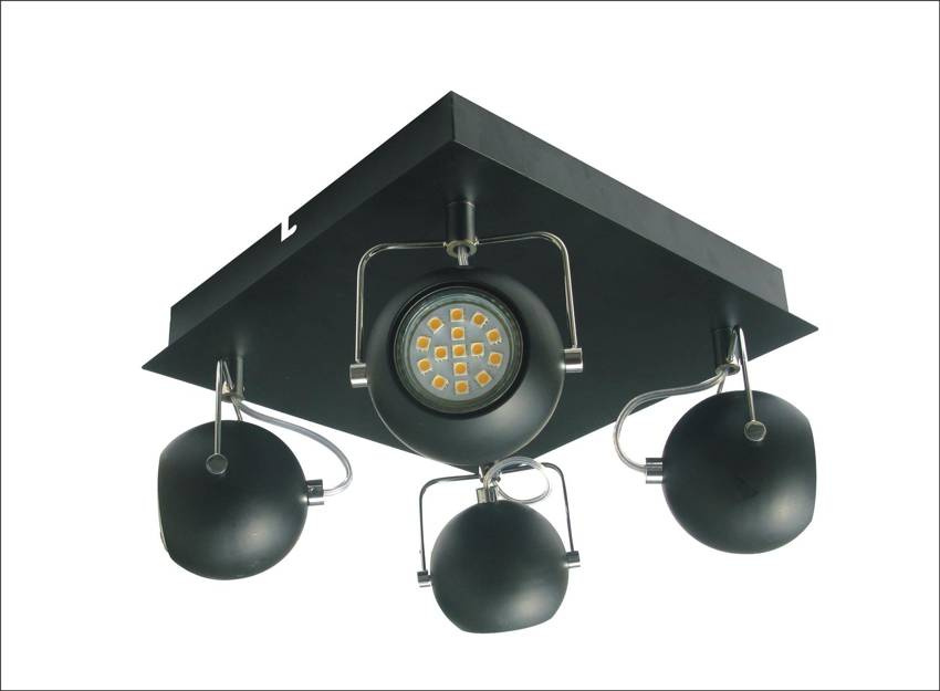 Czarna lampa sufitowa plafon 4-punktowy do salonu TONY metal