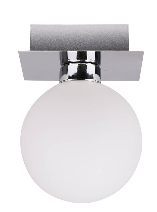 Biało-chromowana lampa sufitowa kula do salonu ODEN metal szkło