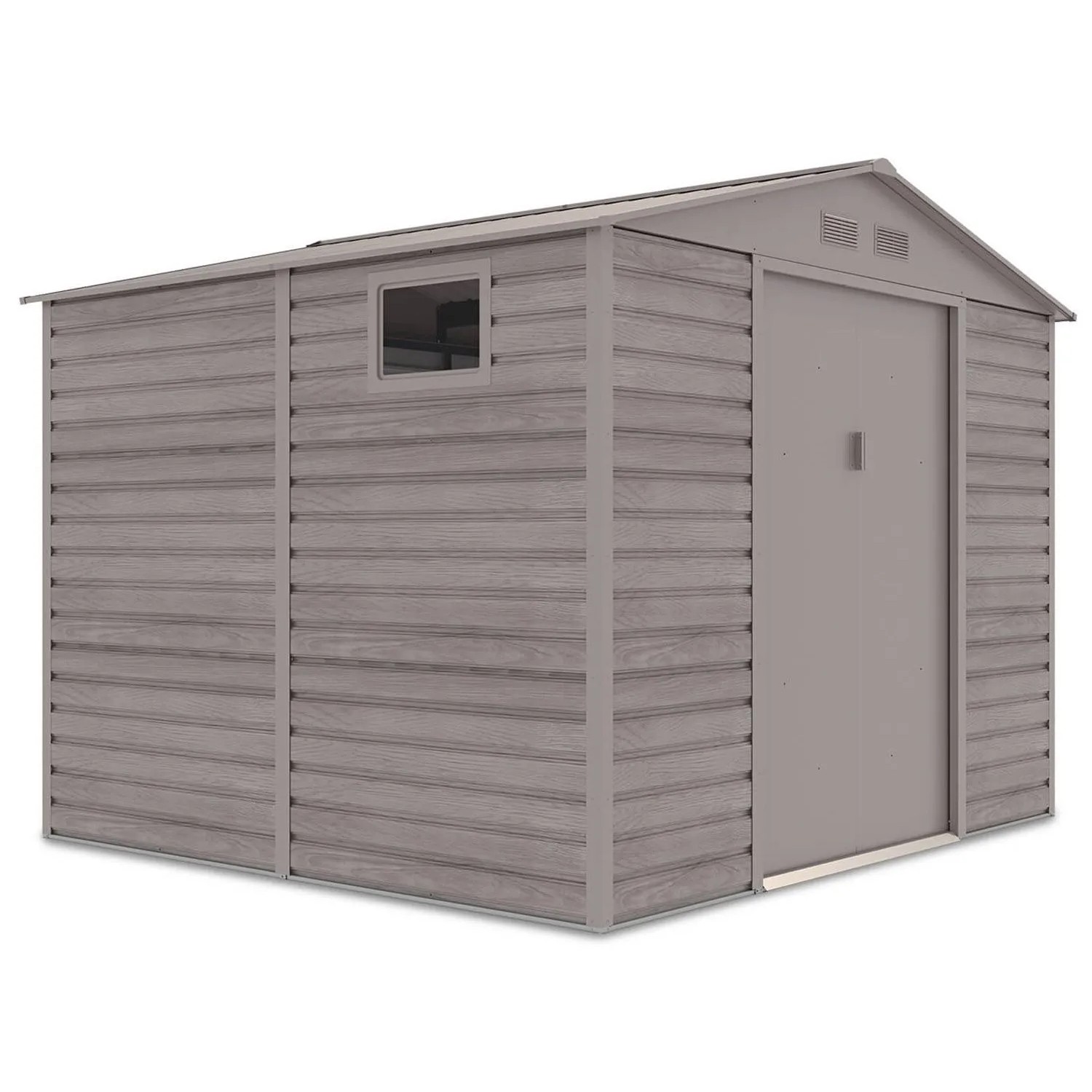 Domek ogrodowy metalowy Montreal Light Wood - 277x259 cm, wys. 219 cm
