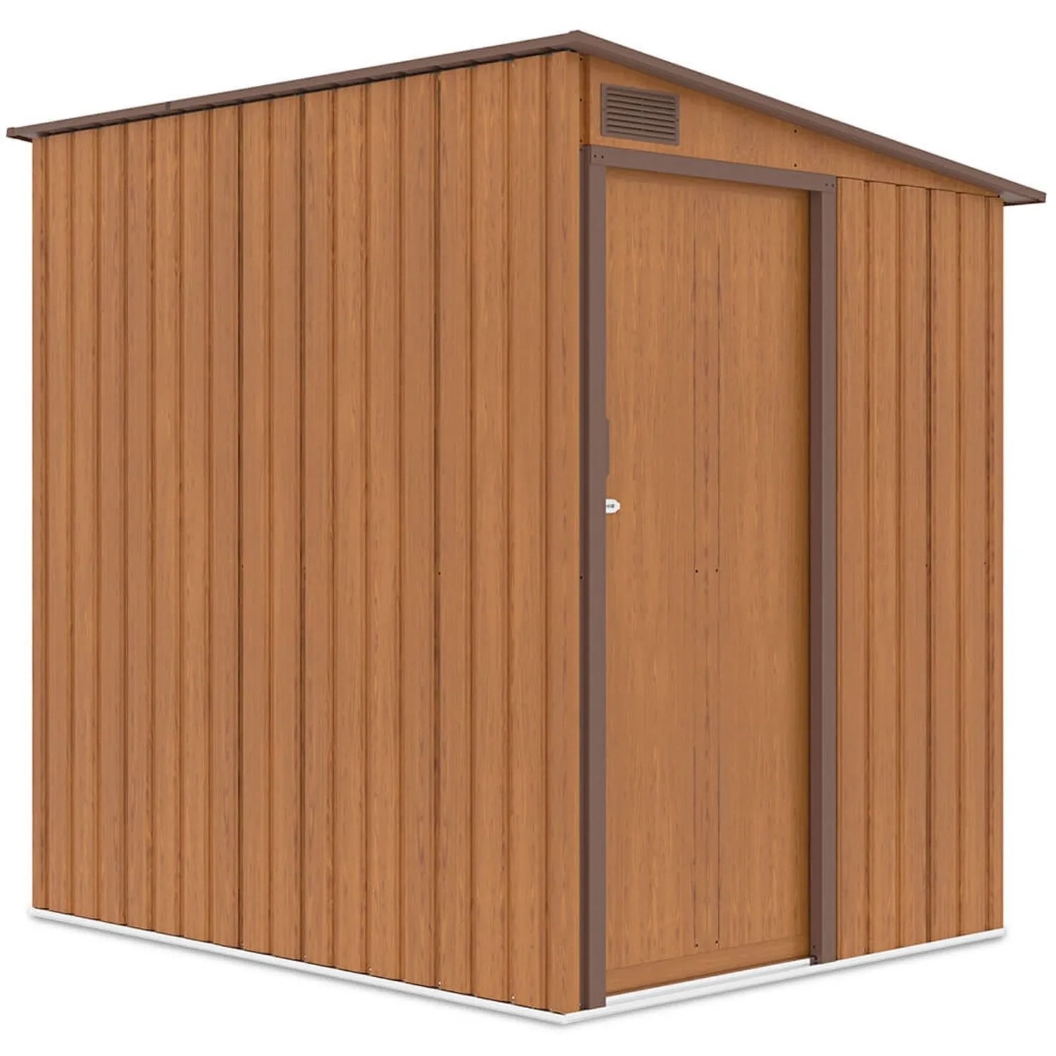 Domek ogrodowy metalowy Jasper Oak Brown - 150x194 cm, wys. 187 cm