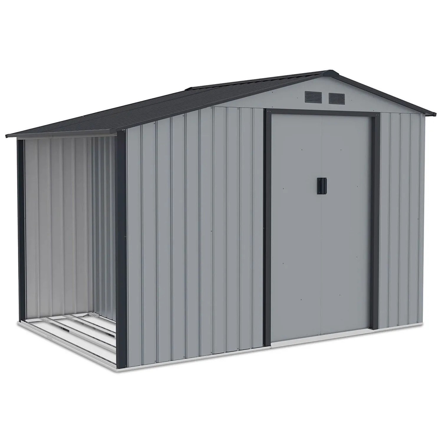 Domek ogrodowy metalowy Madison Light Grey - 278x191 cm, wys. 195 cm