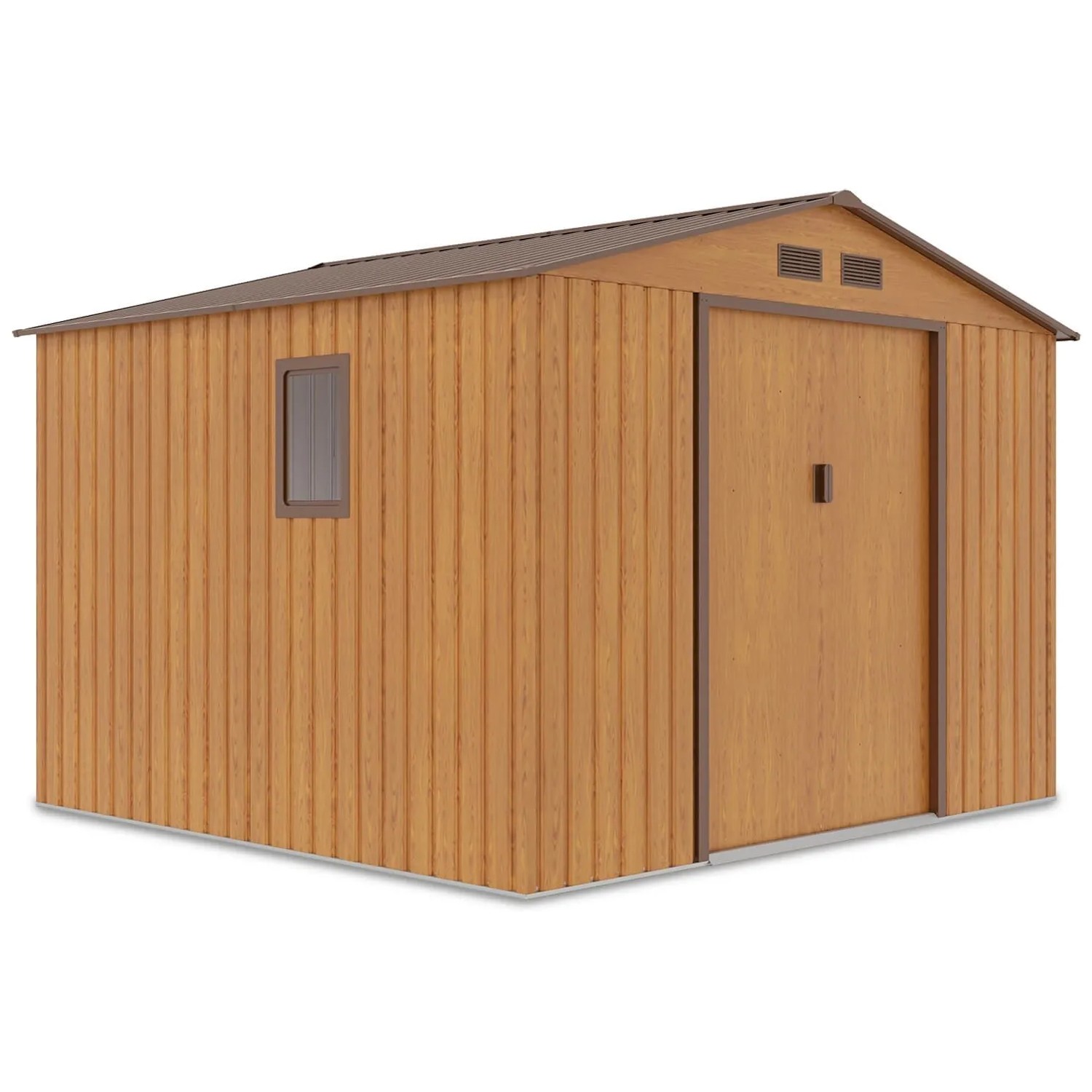 Domek ogrodowy metalowy Hudson Oak Brown - 277x255 cm, wys. 202 cm