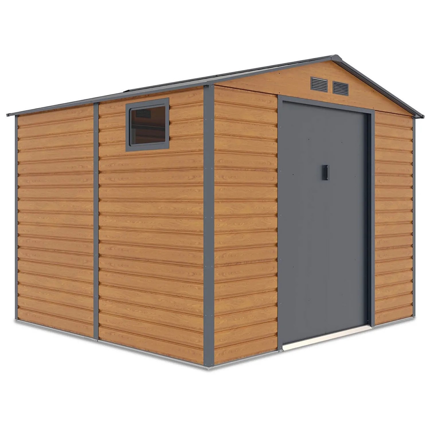 Domek ogrodowy metalowy Montreal Oak Grey - 277x259 cm, wys. 219 cm