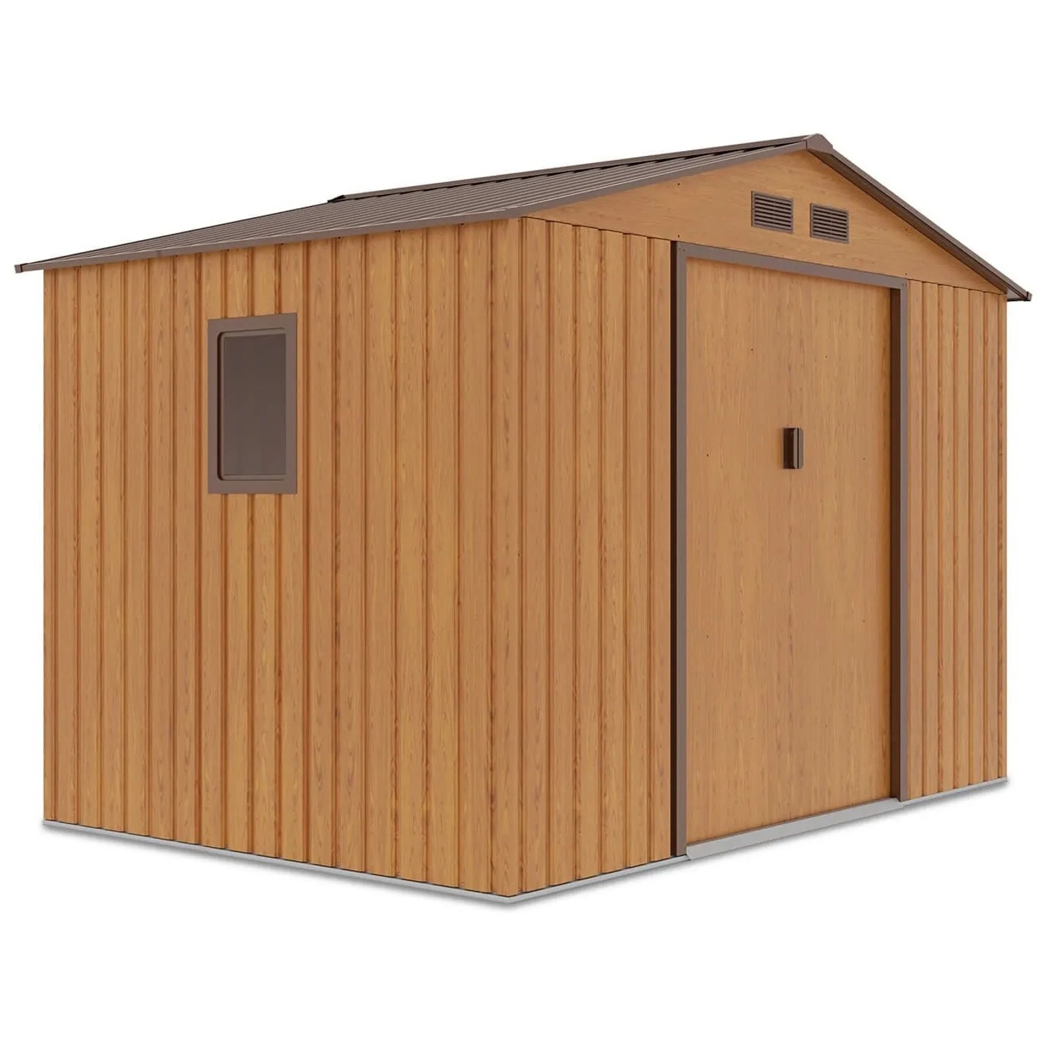 Domek ogrodowy metalowy Hudson Oak Brown - 277x191 cm, wys. 202 cm
