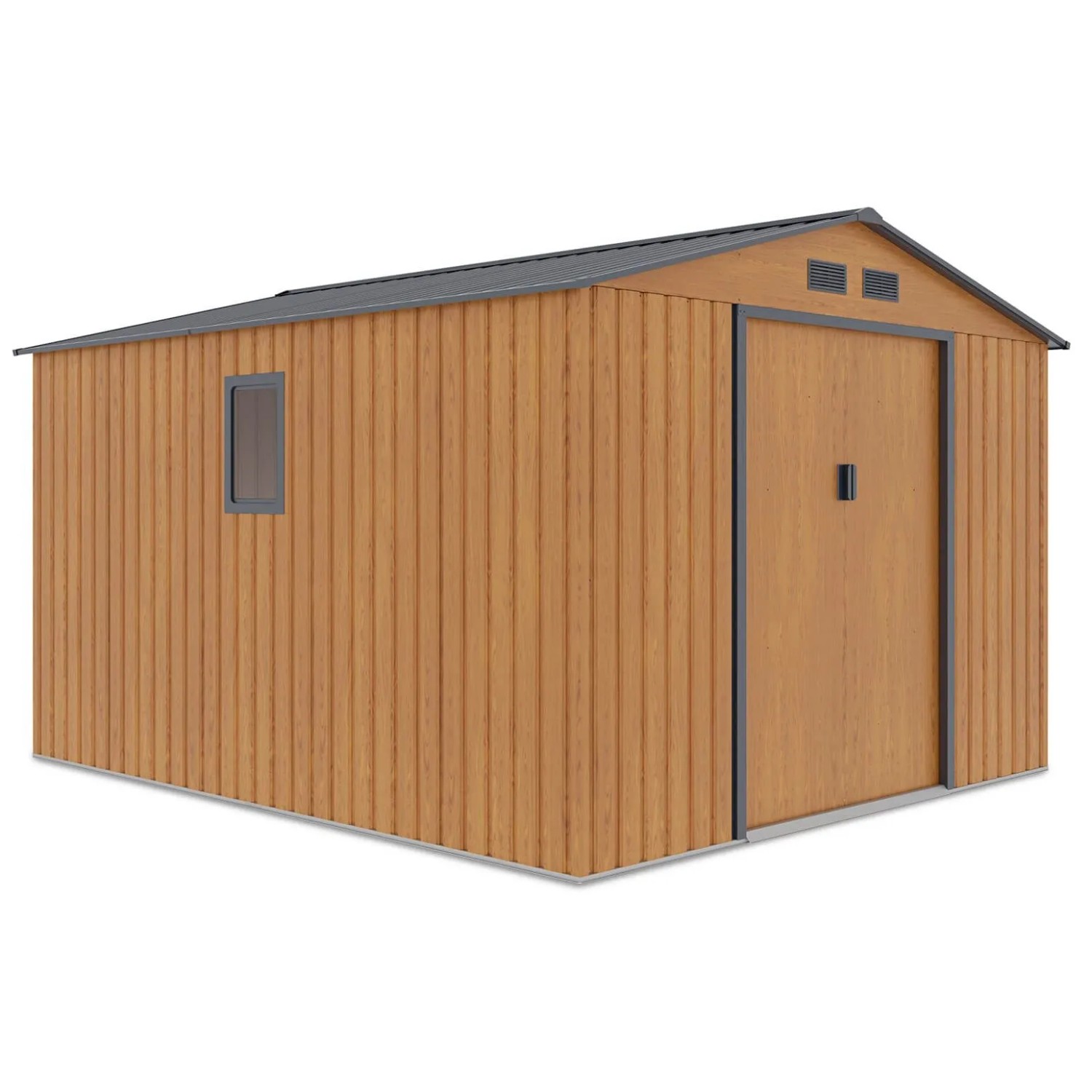 Domek ogrodowy metalowy Hudson Oak Grey - 277x319 cm, wys. 202 cm