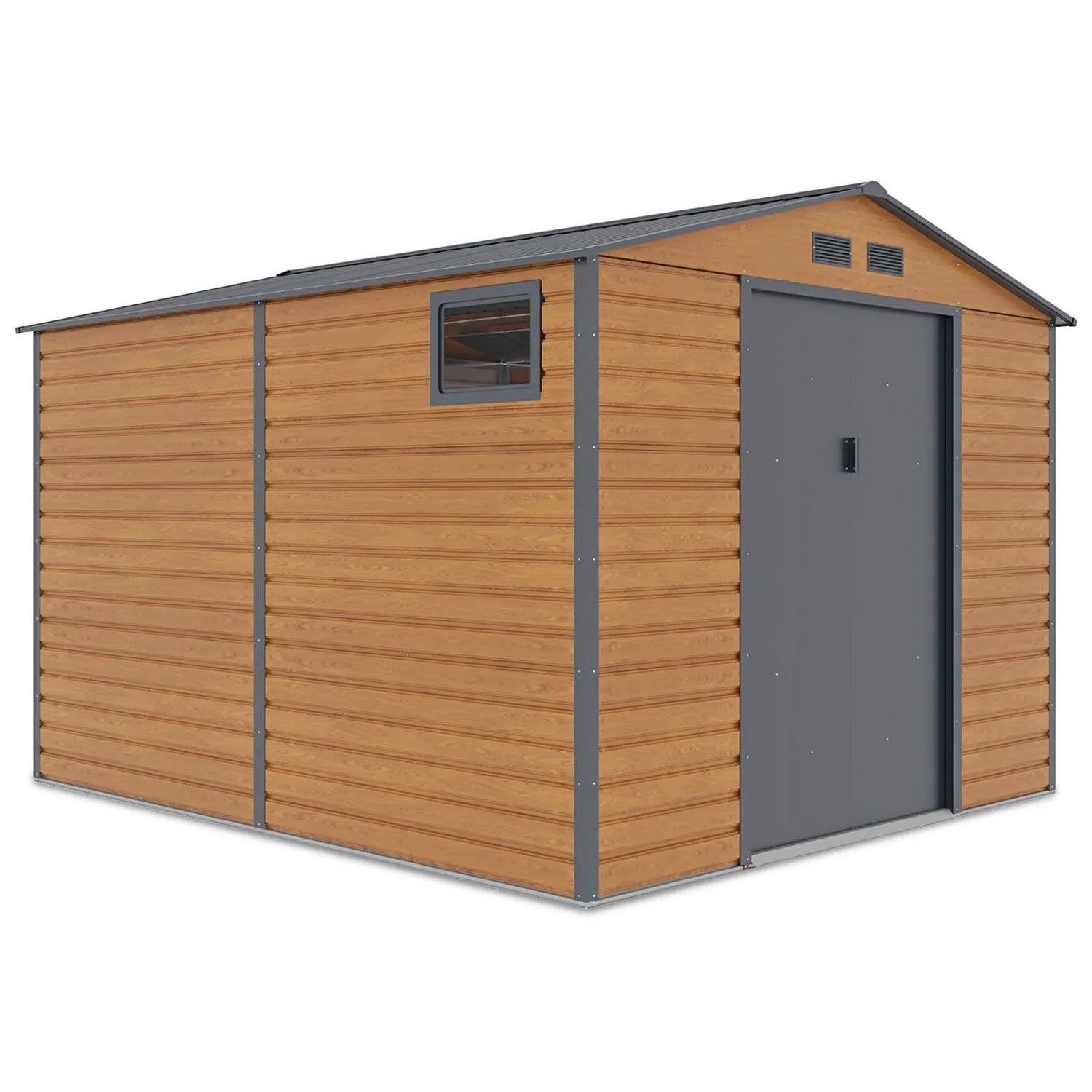 Domek ogrodowy metalowy Montreal Oak Grey - 190x182 cm, wys. 200 cm