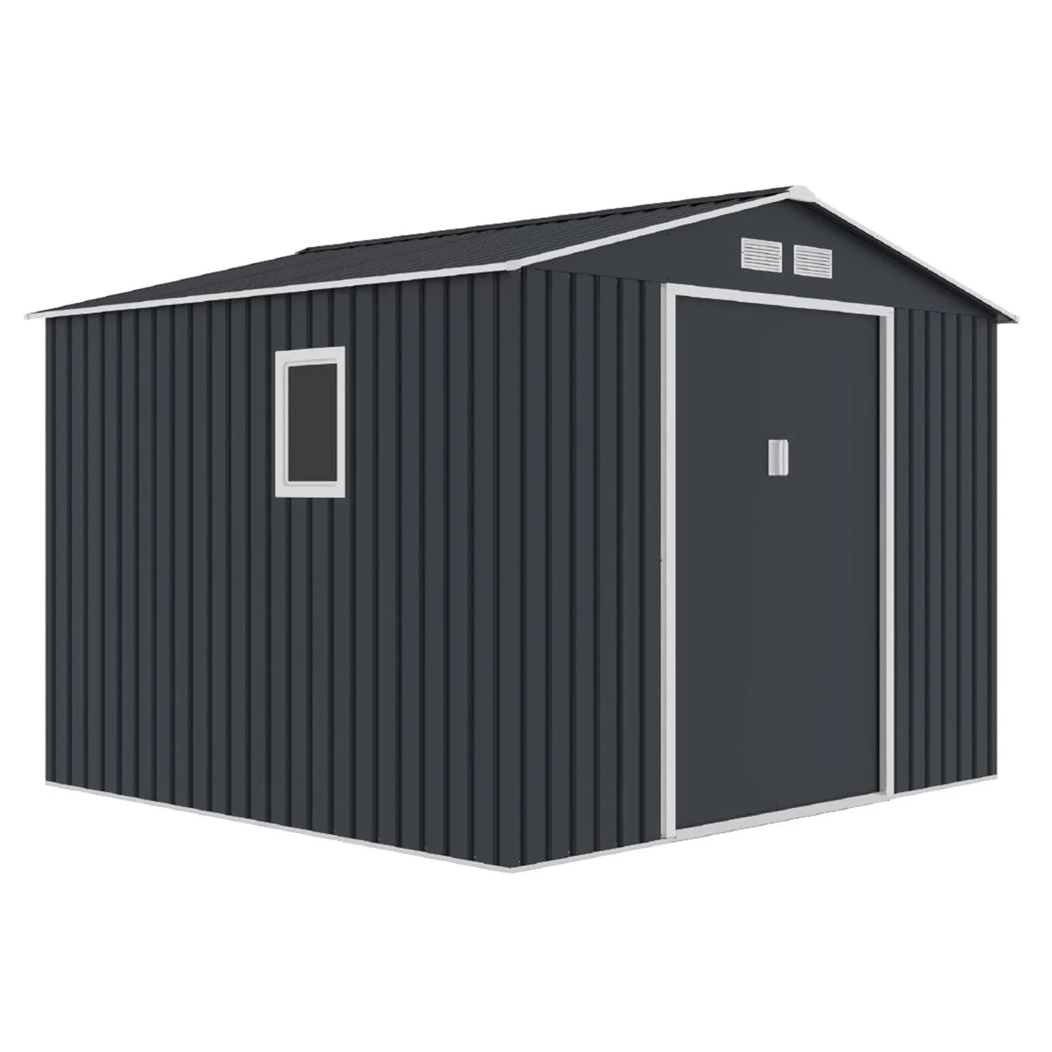 Domek ogrodowy metalowy antracyt - 277 x 319 cm, wys. 212 cm