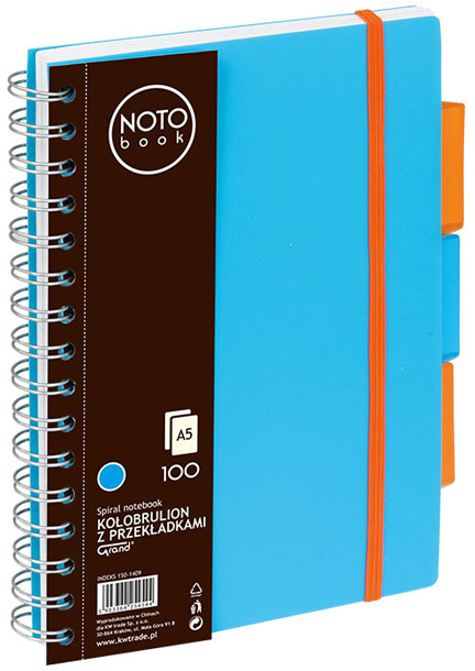 Kołonotatnik Grand NOTOBook, A5, w kratkę, 100 kartek, okładka PP, niebieski