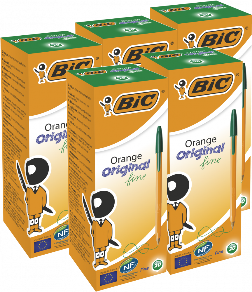 100x Długopis Bic Orange Original Fine, 0.8mm, zielony