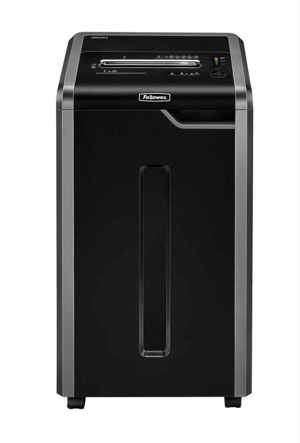 Niszczarka Fellowes 325Ci, ścinek 4x38mm, 24 kartki, P-4/T-2/0-1 DIN, czarno-szary