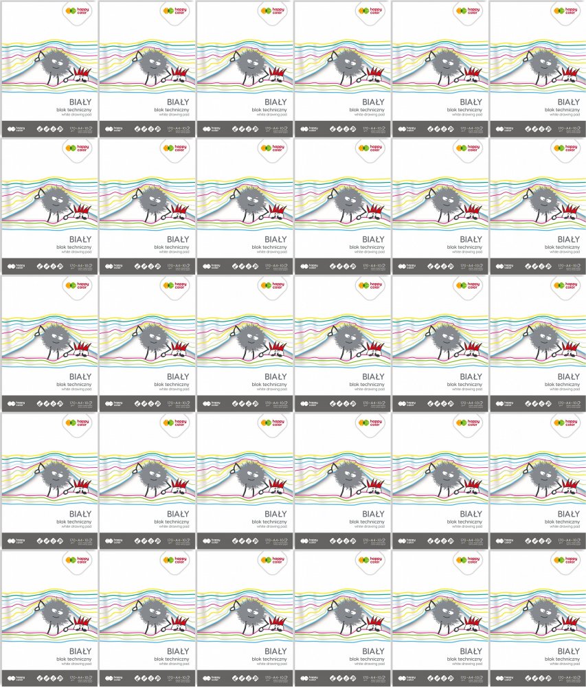 80x Blok techniczny Happy Color, A4, 10 kartek, biały