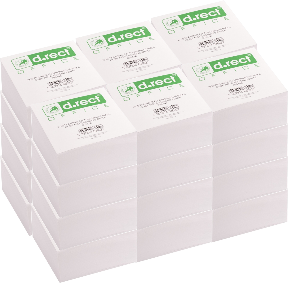 24x Karteczki do notatek D.Rect, nieklejona, 85x85x40mm, biały