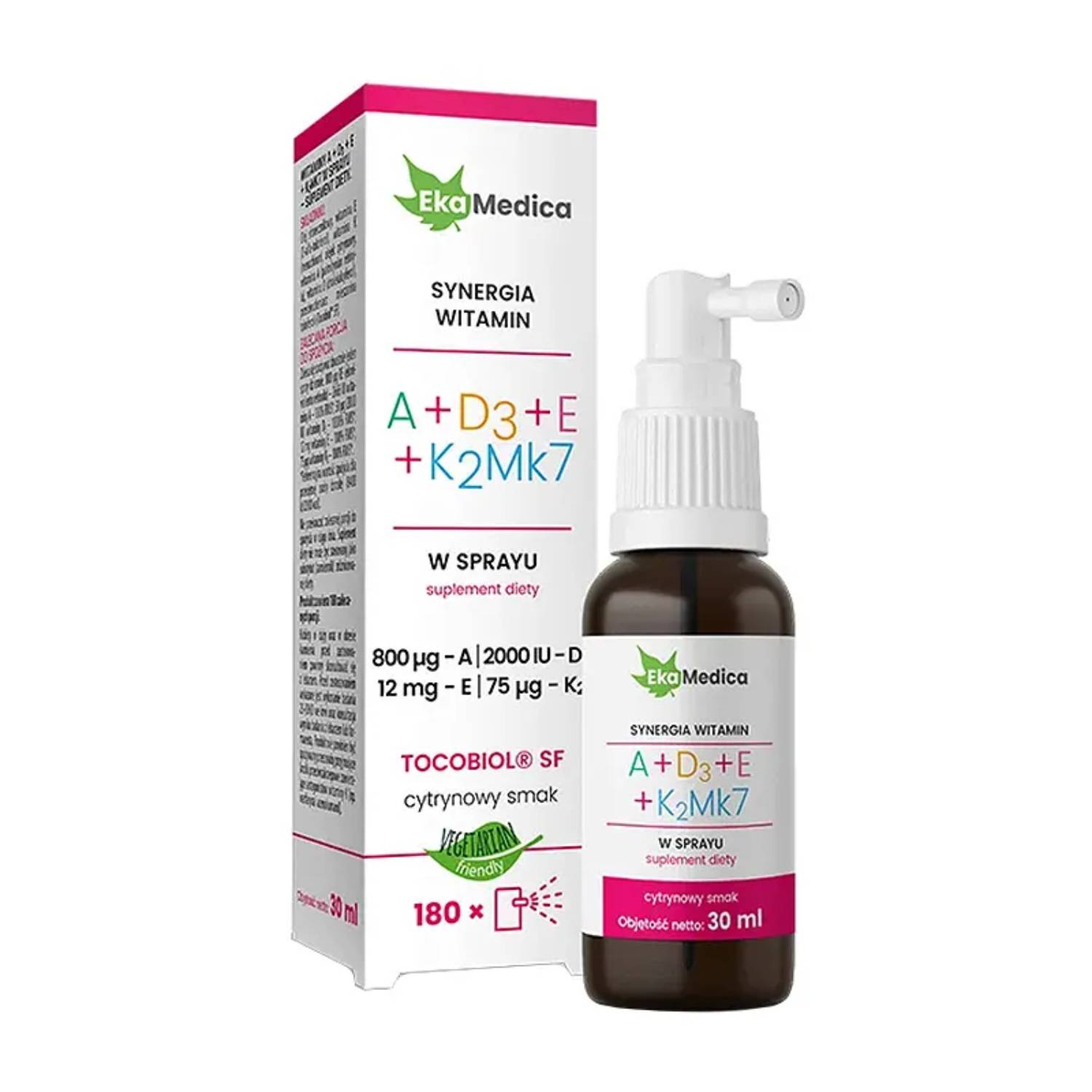 Ekamedica synergia witamin a + d3 + e + k2mk7, 30 ml