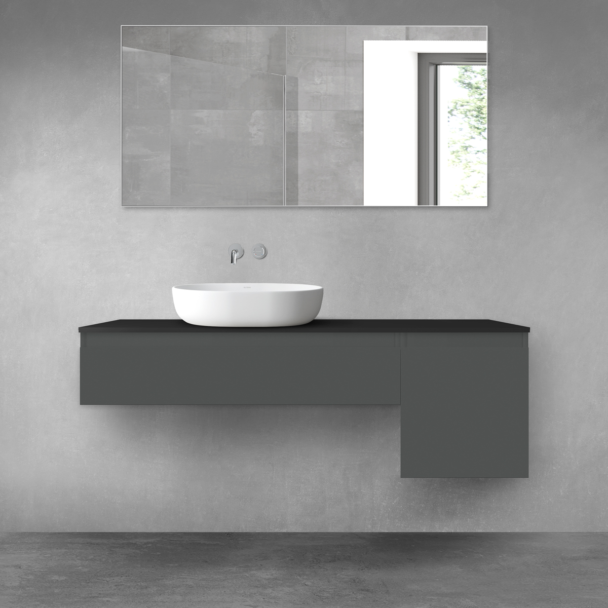 Oltens Vernal zestaw mebli łazienkowych 140 cm z blatem grafit mat/czarny mat 68286400 - Wysyłka w 24h