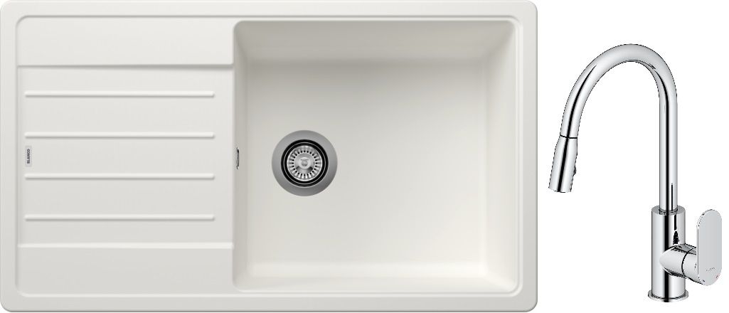 Blanco Legra XL 6 S zlewozmywak 86x50 cm z Silgranit biały z Oltens Lista bateria kuchenna stojąca z wyciąganą wylewką chrom ... - Wysyłka w 24h