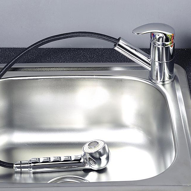 Aqualine Kasiopea bateria kuchenna stojąca z wyciąganą wylewką chrom 1107-70