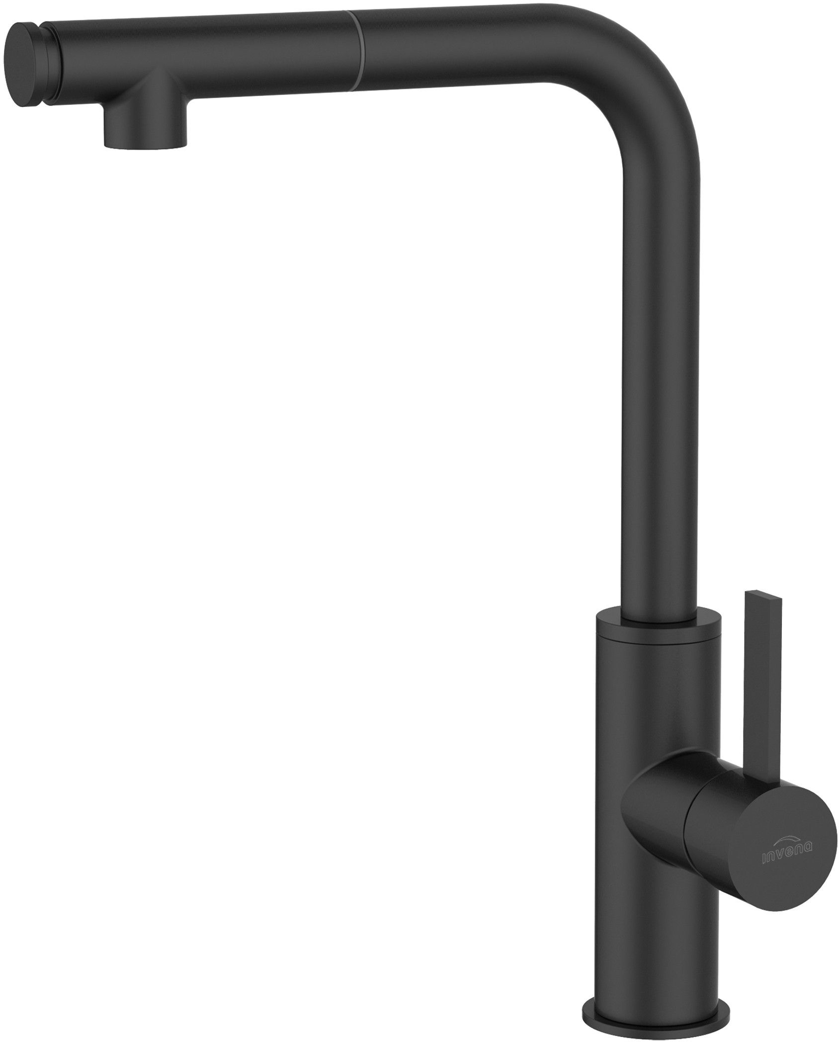 Invena Preto bateria kuchenna stojąca z wyciąganą wylewką czarny mat BZ-48-W04