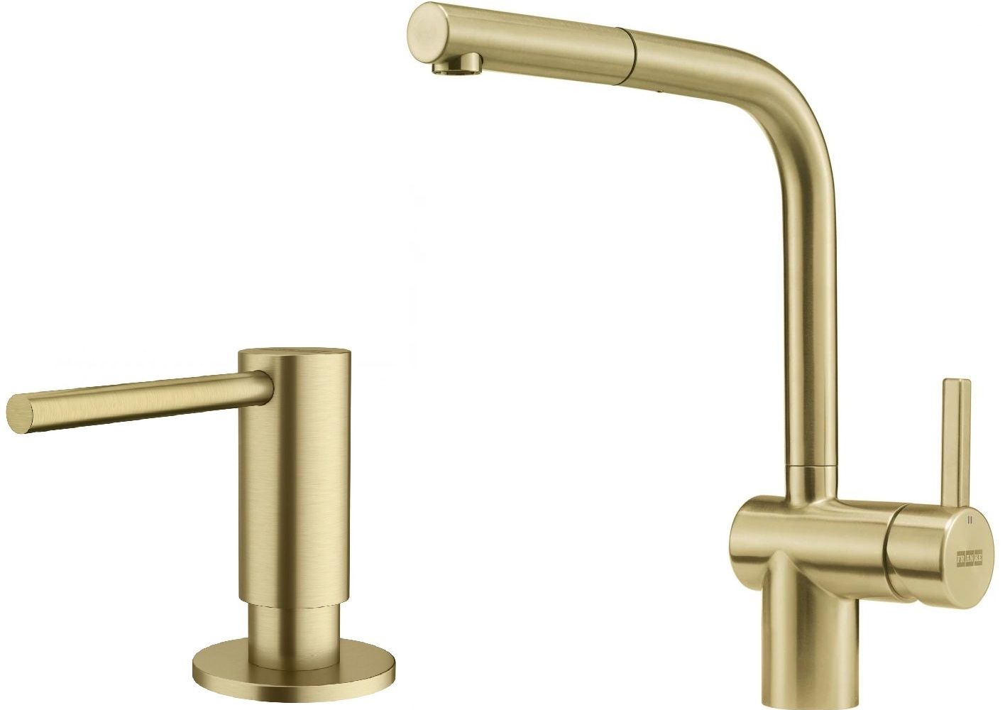 Zestaw Franke Atlas Neo M Pull-Out bateria kuchenna stojąca z wyciąganą wylewką z dozownikiem do płynów 350 ml złoty (1150681242, ... - Wysyłka w 24h