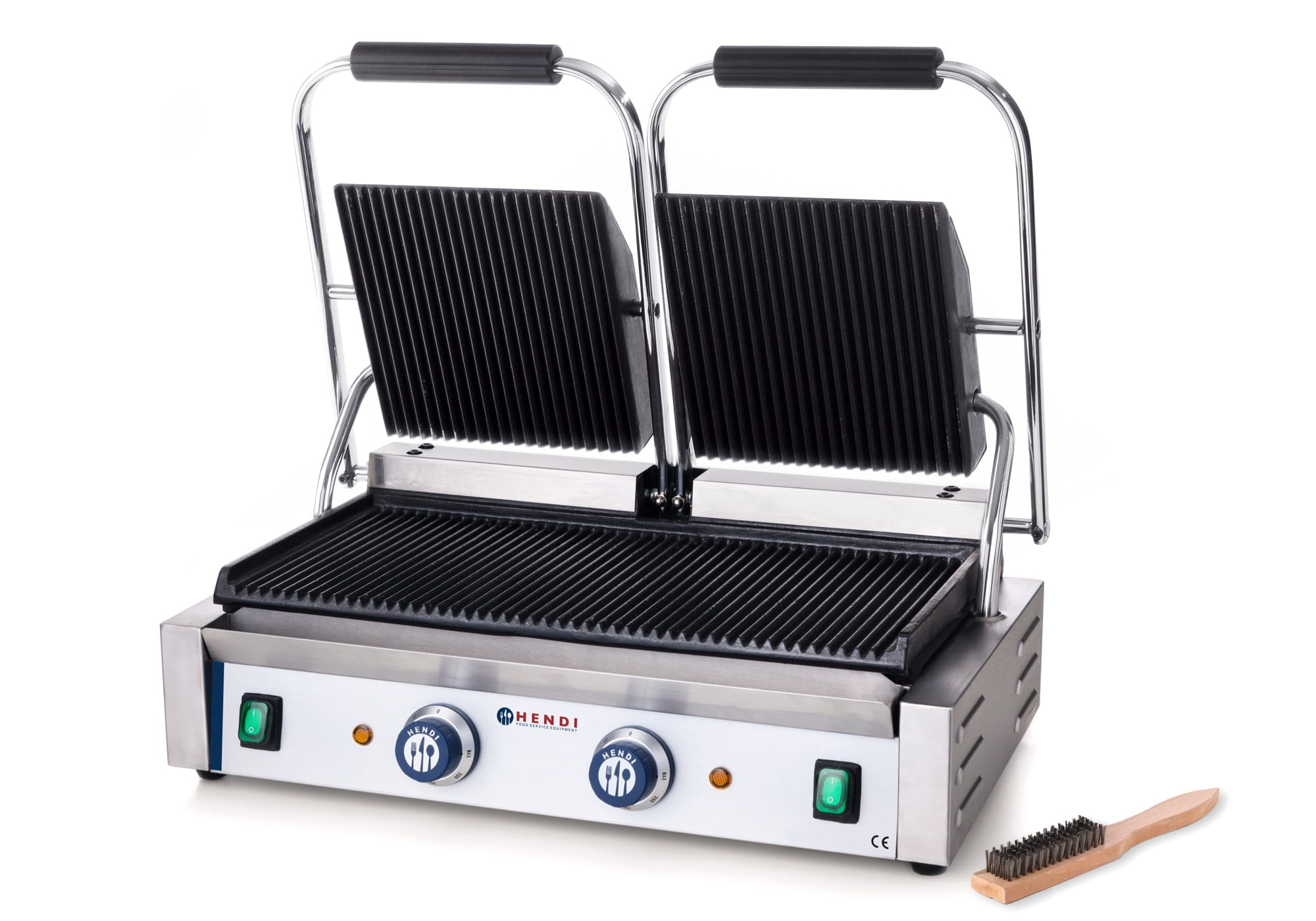 Podwójny grill kontaktowy ryflowany 3,6kW Hendi